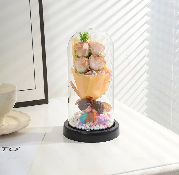 Led Rose Flower Glass Lampshade Gift