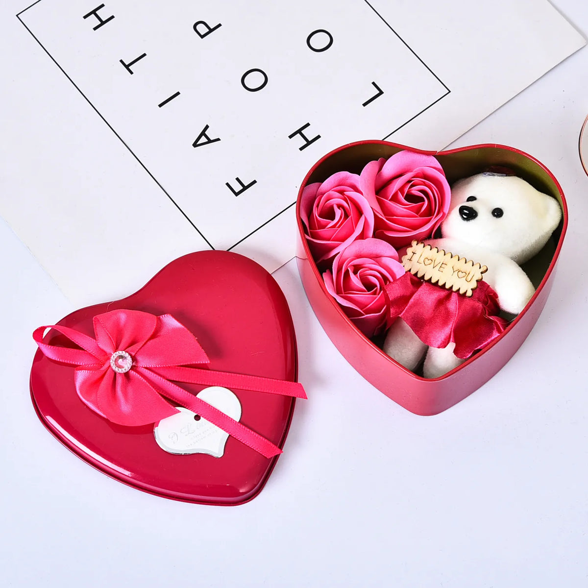 Heartfelt Rose Bear Gift Box