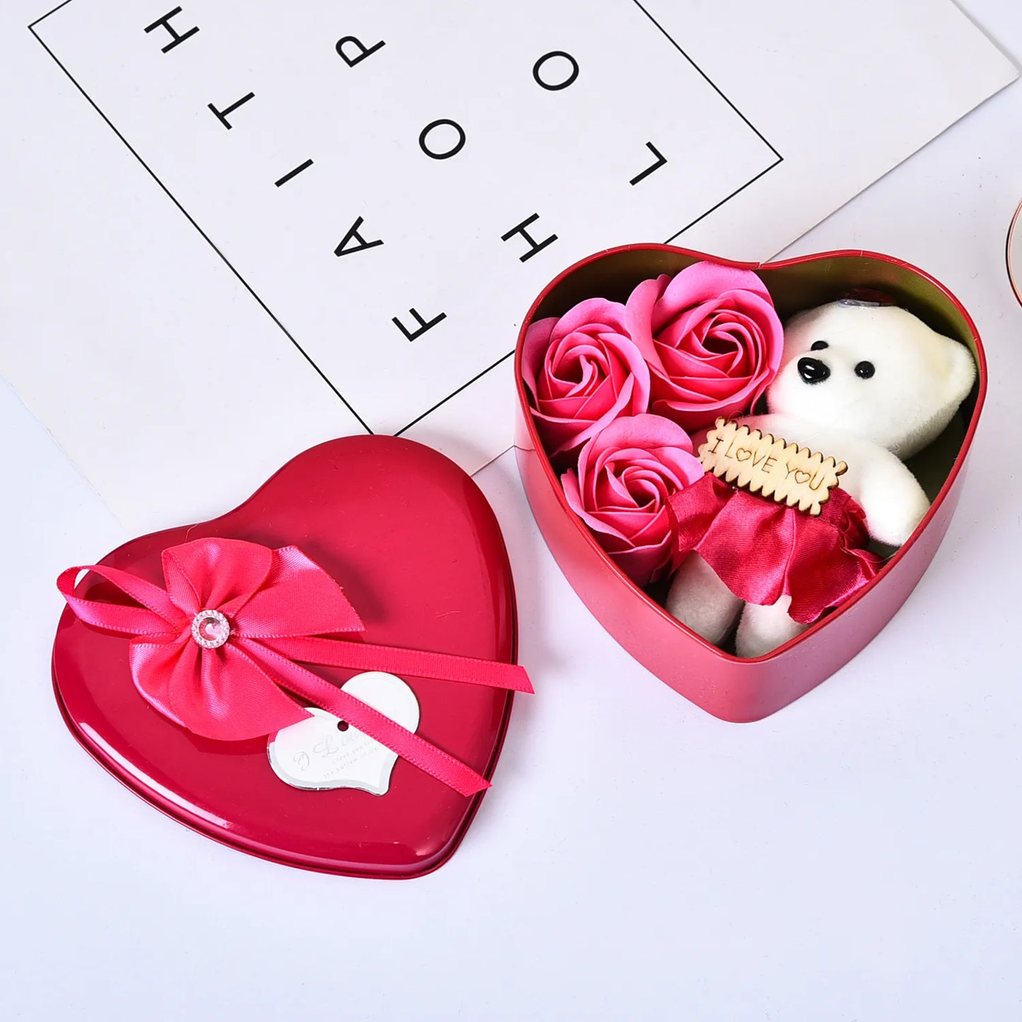 Heartfelt Rose Bear Gift Box
